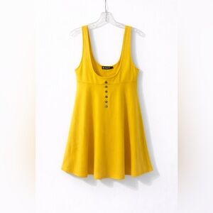 Allegra K Mustard Yellow Suspender Dress